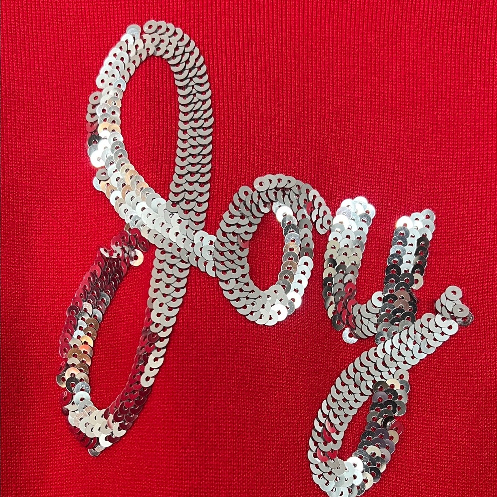 Women's Red Sweater with Joy Design - Picture 5 of 5